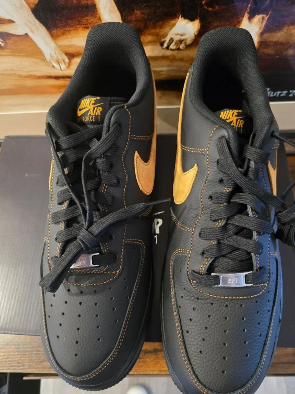 Nike Air Force 1 Low '07 LV8 Black Desert Ochre Gold Mens HQ2037-003 Sz 12 US - Picture 4 of 14